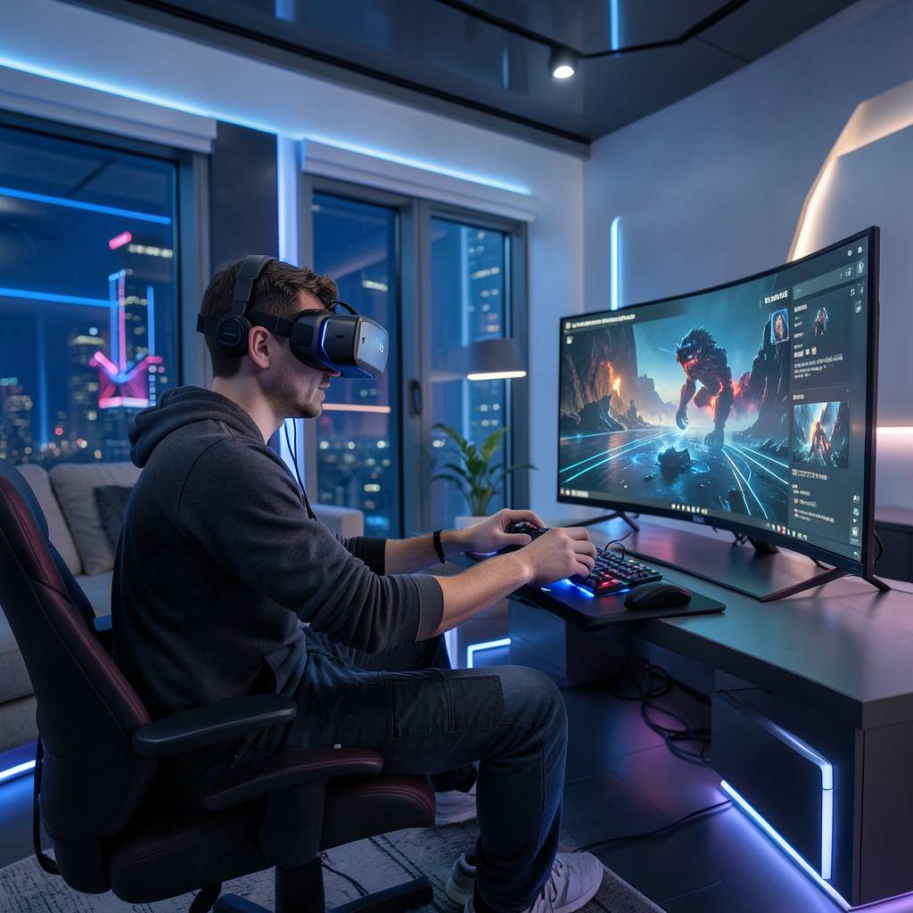 Современные VR-устройства и игровые контроллеры, символизирующие новые тренды в гейминге